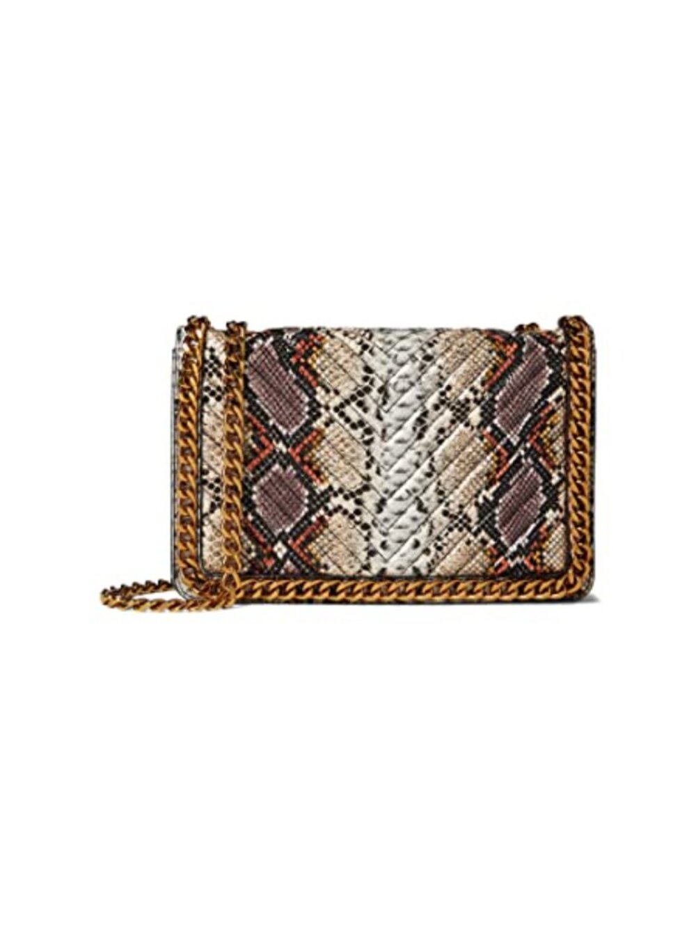 Faux Leather Crossbody Bag with Adjustable Chain Strap & Magnetic Snap